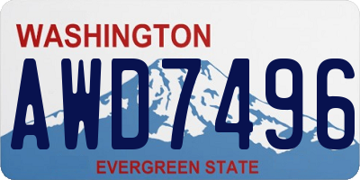 WA license plate AWD7496