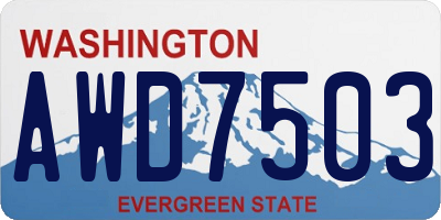 WA license plate AWD7503