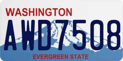 WA license plate AWD7508