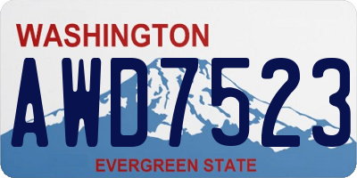 WA license plate AWD7523