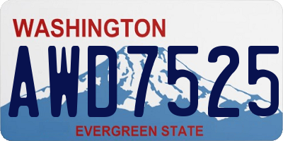 WA license plate AWD7525