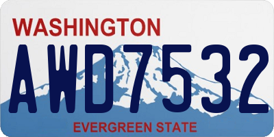 WA license plate AWD7532