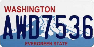 WA license plate AWD7536