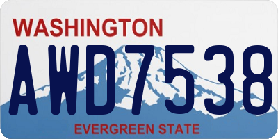 WA license plate AWD7538