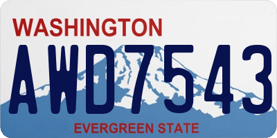 WA license plate AWD7543