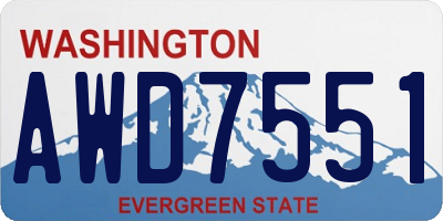 WA license plate AWD7551