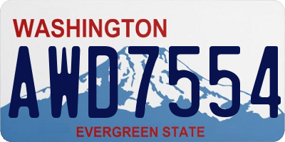 WA license plate AWD7554