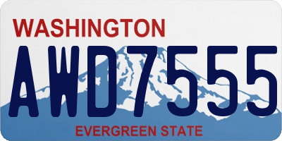 WA license plate AWD7555