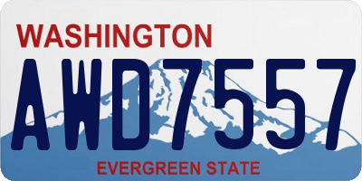 WA license plate AWD7557