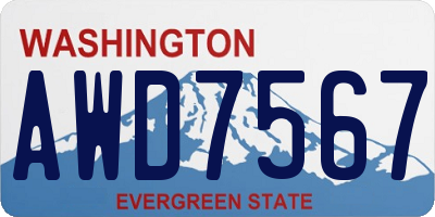 WA license plate AWD7567