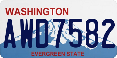 WA license plate AWD7582