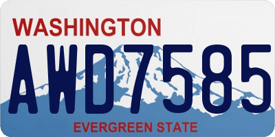 WA license plate AWD7585