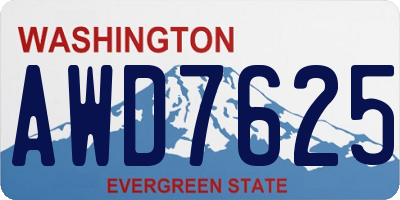 WA license plate AWD7625