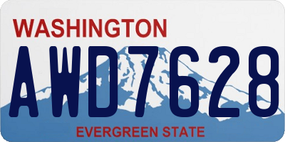 WA license plate AWD7628