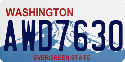 WA license plate AWD7630