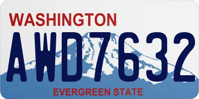 WA license plate AWD7632