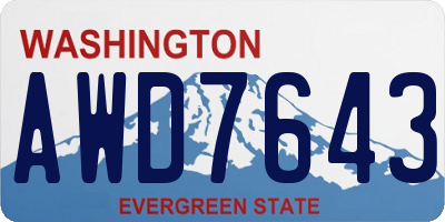 WA license plate AWD7643
