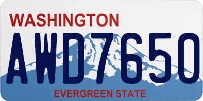 WA license plate AWD7650