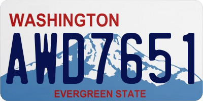 WA license plate AWD7651