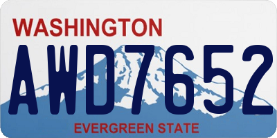 WA license plate AWD7652