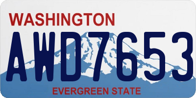WA license plate AWD7653