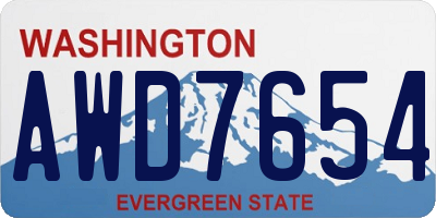 WA license plate AWD7654