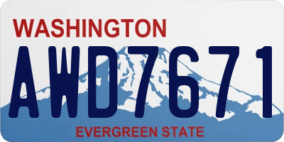WA license plate AWD7671