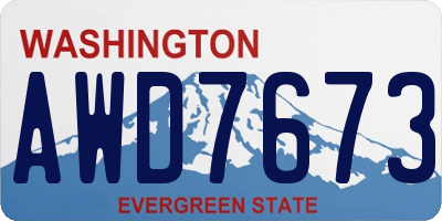 WA license plate AWD7673