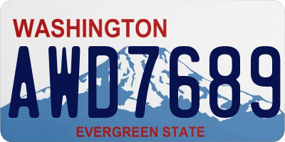 WA license plate AWD7689