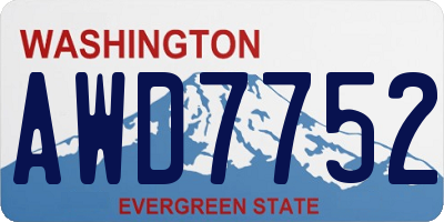 WA license plate AWD7752