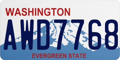 WA license plate AWD7768