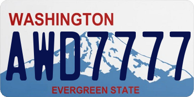 WA license plate AWD7777