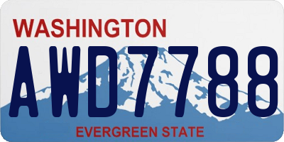 WA license plate AWD7788