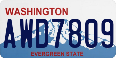 WA license plate AWD7809
