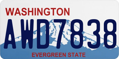 WA license plate AWD7838
