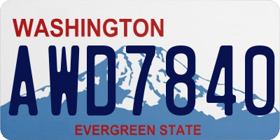 WA license plate AWD7840