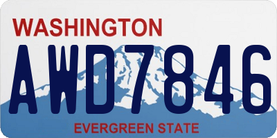 WA license plate AWD7846