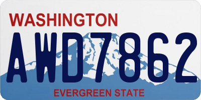 WA license plate AWD7862
