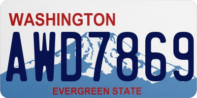 WA license plate AWD7869