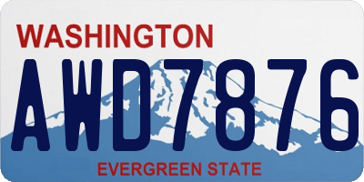 WA license plate AWD7876