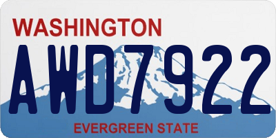 WA license plate AWD7922
