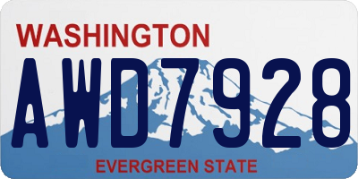 WA license plate AWD7928