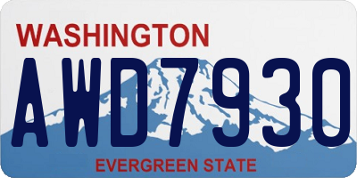 WA license plate AWD7930