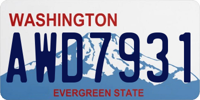 WA license plate AWD7931