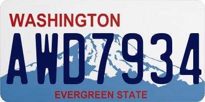 WA license plate AWD7934