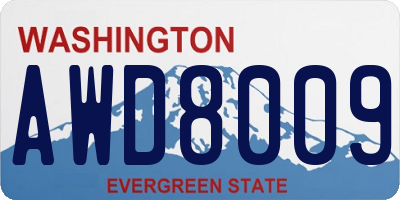 WA license plate AWD8009