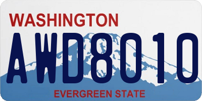 WA license plate AWD8010