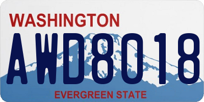 WA license plate AWD8018