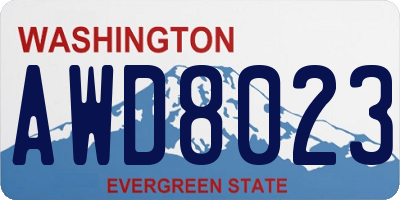 WA license plate AWD8023