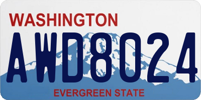 WA license plate AWD8024